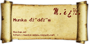 Munka Ádám névjegykártya